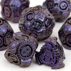 7pcs Purple Metal Polyhedral Dice Set for Role Playing Board Game