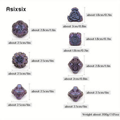 7pcs Purple Metal Polyhedral Dice Set for Role Playing Board Game