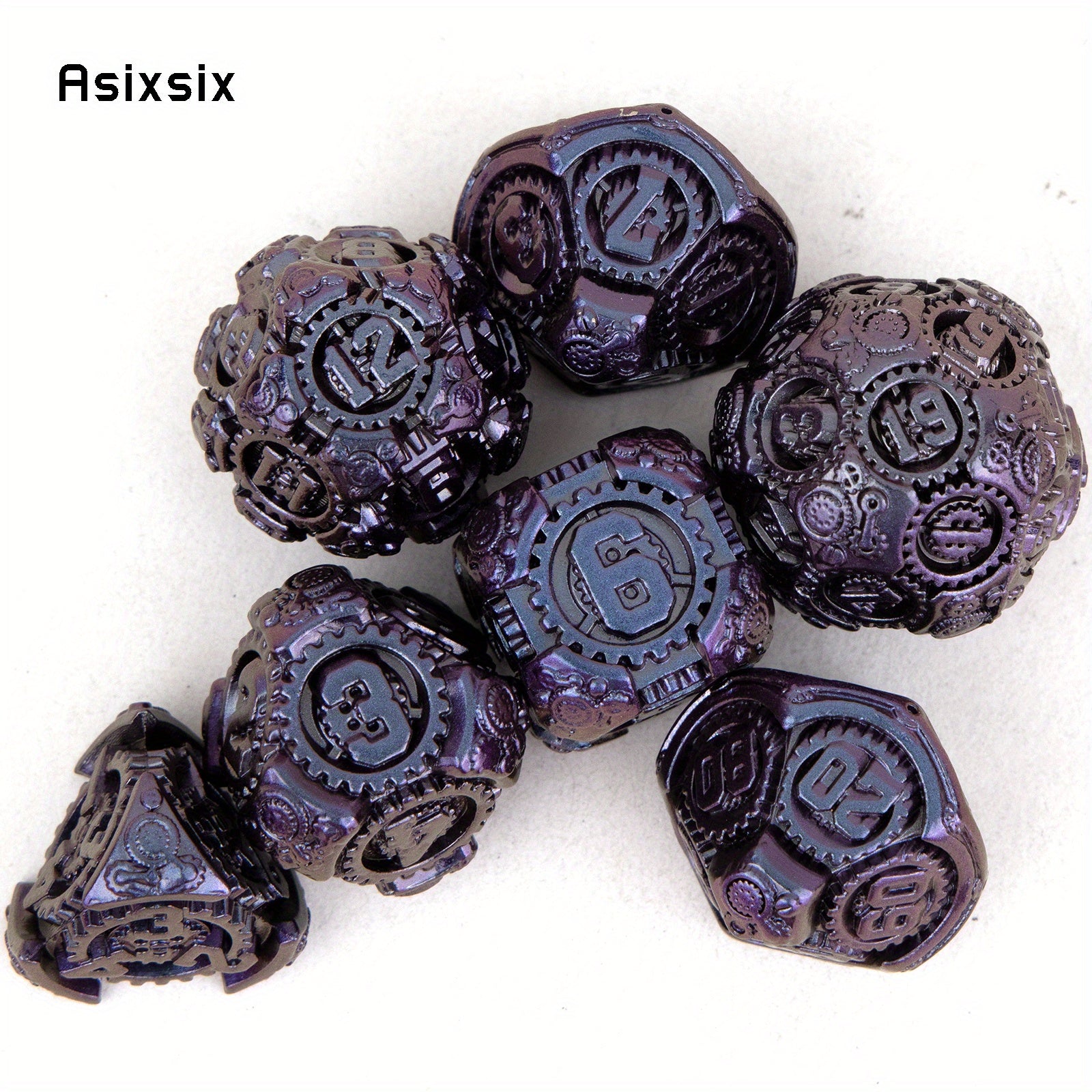 7pcs Purple Metal Polyhedral Dice Set for Role Playing Board Game