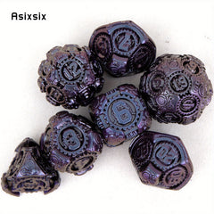 7pcs Purple Metal Polyhedral Dice Set for Role Playing Board Game