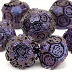 7pcs Purple Metal Polyhedral Dice Set for Role Playing Board Game