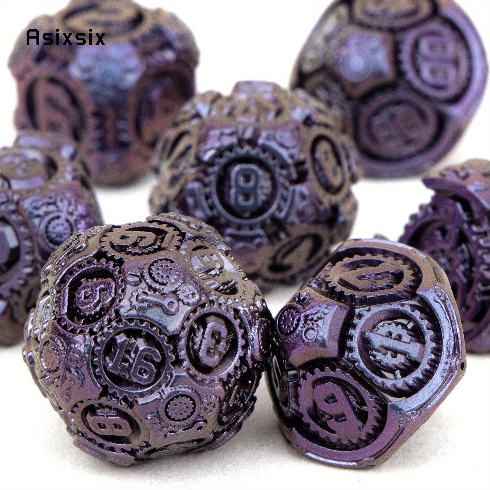 7pcs Purple Metal Polyhedral Dice Set for Role Playing Board Game