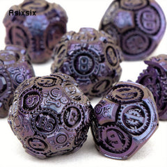 7pcs Purple Metal Polyhedral Dice Set for Role Playing Board Game