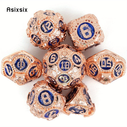 7pcs Red Gear Wheel Metal Polyhedral Dice Set for Role Playing Board Game