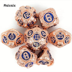 7pcs Red Gear Wheel Metal Polyhedral Dice Set for Role Playing Board Game