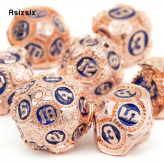 7pcs Red Gear Wheel Metal Polyhedral Dice Set for Role Playing Board Game