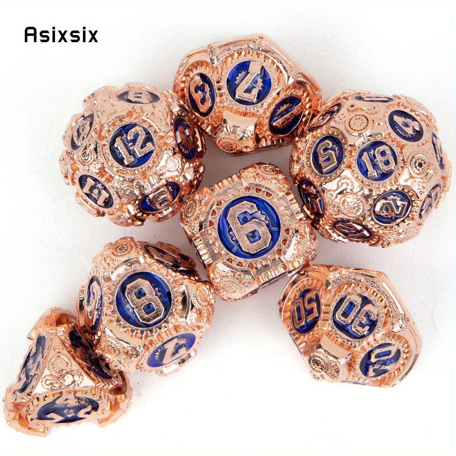 7pcs Red Gear Wheel Metal Polyhedral Dice Set for Role Playing Board Game