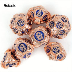 7pcs Red Gear Wheel Metal Polyhedral Dice Set for Role Playing Board Game