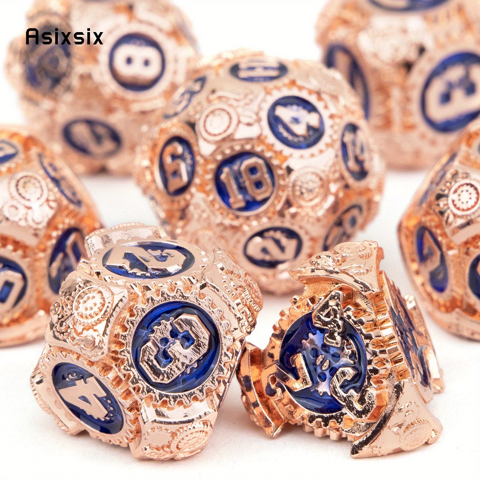 7pcs Red Gear Wheel Metal Polyhedral Dice Set for Role Playing Board Game