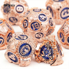 7pcs Red Gear Wheel Metal Polyhedral Dice Set for Role Playing Board Game