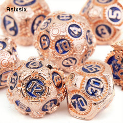 7pcs Red Gear Wheel Metal Polyhedral Dice Set for Role Playing Board Game