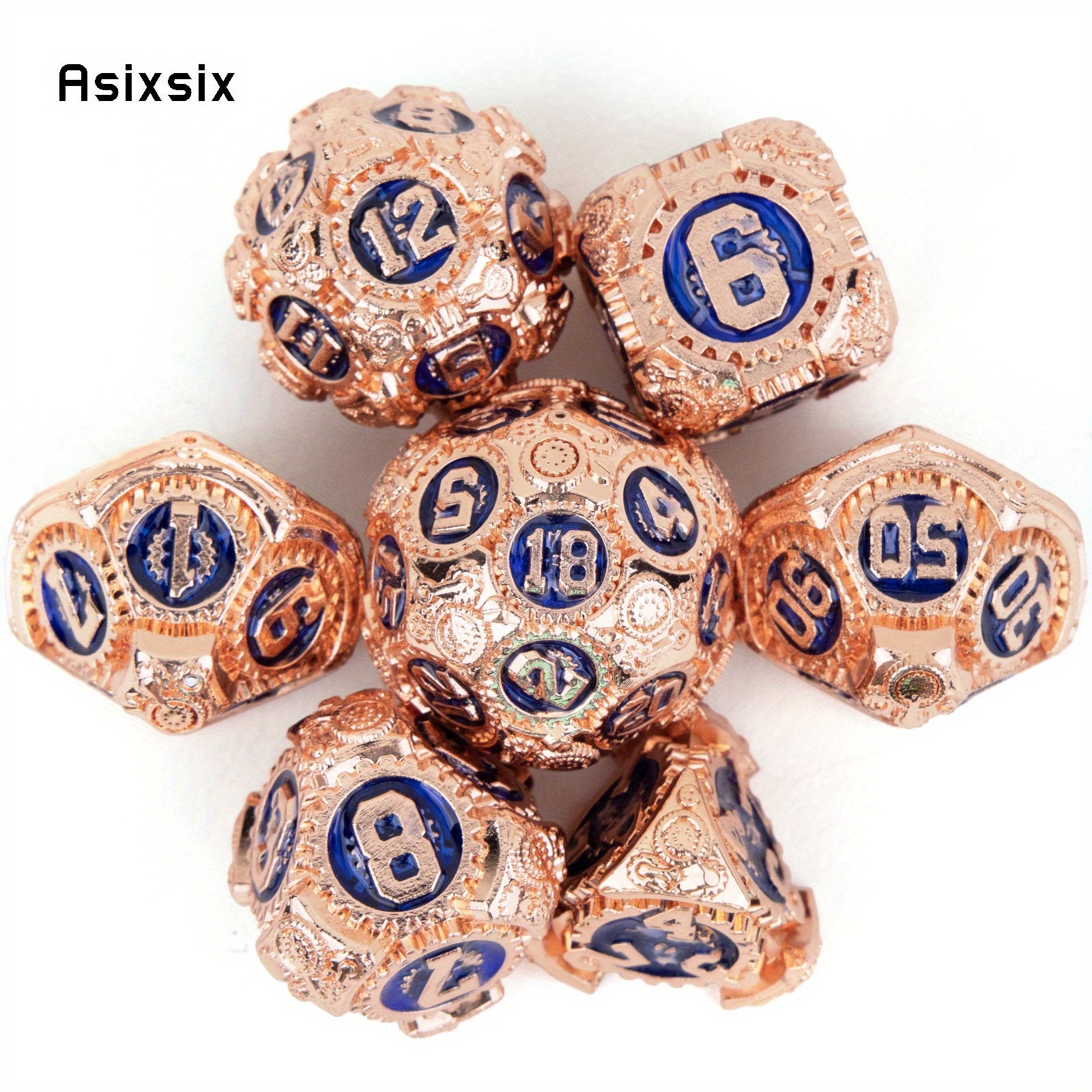 7pcs Red Gear Wheel Metal Polyhedral Dice Set for Role Playing Board Game