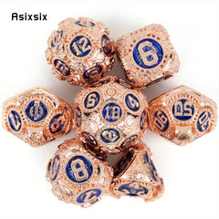 7pcs Red Gear Wheel Metal Polyhedral Dice Set for Role Playing Board Game