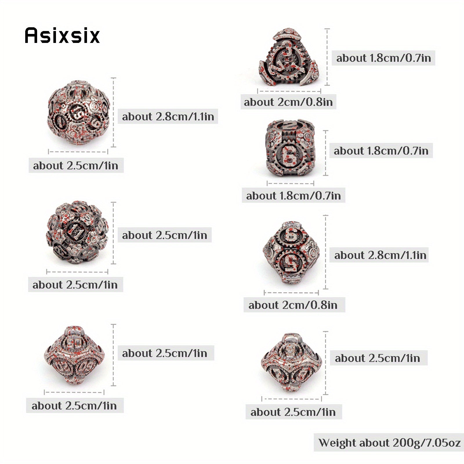 7pcs Metal Polyhedral Dice Set for Role Playing Game