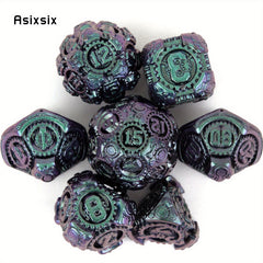 Purple Green Gear Wheel Metal Dice Set for Board Game