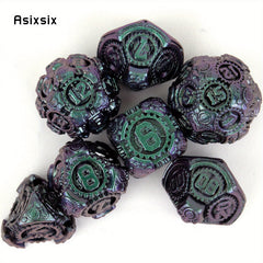 Purple Green Gear Wheel Metal Dice Set for Board Game