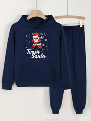 2pcs TEAM SANTA Hoodies Jogger Pants Set For Girls Sports Christmas Gift