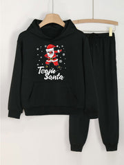 2pcs TEAM SANTA Hoodies Jogger Pants Set For Girls Sports Christmas Gift