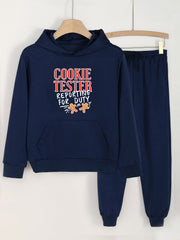 2pcs Gingerbread Man Print Hoodies Jogger Pants Set for Girls