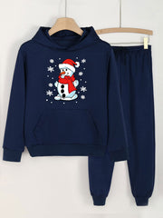 Snowman Print Hoodie & Jogger Set for Girls
