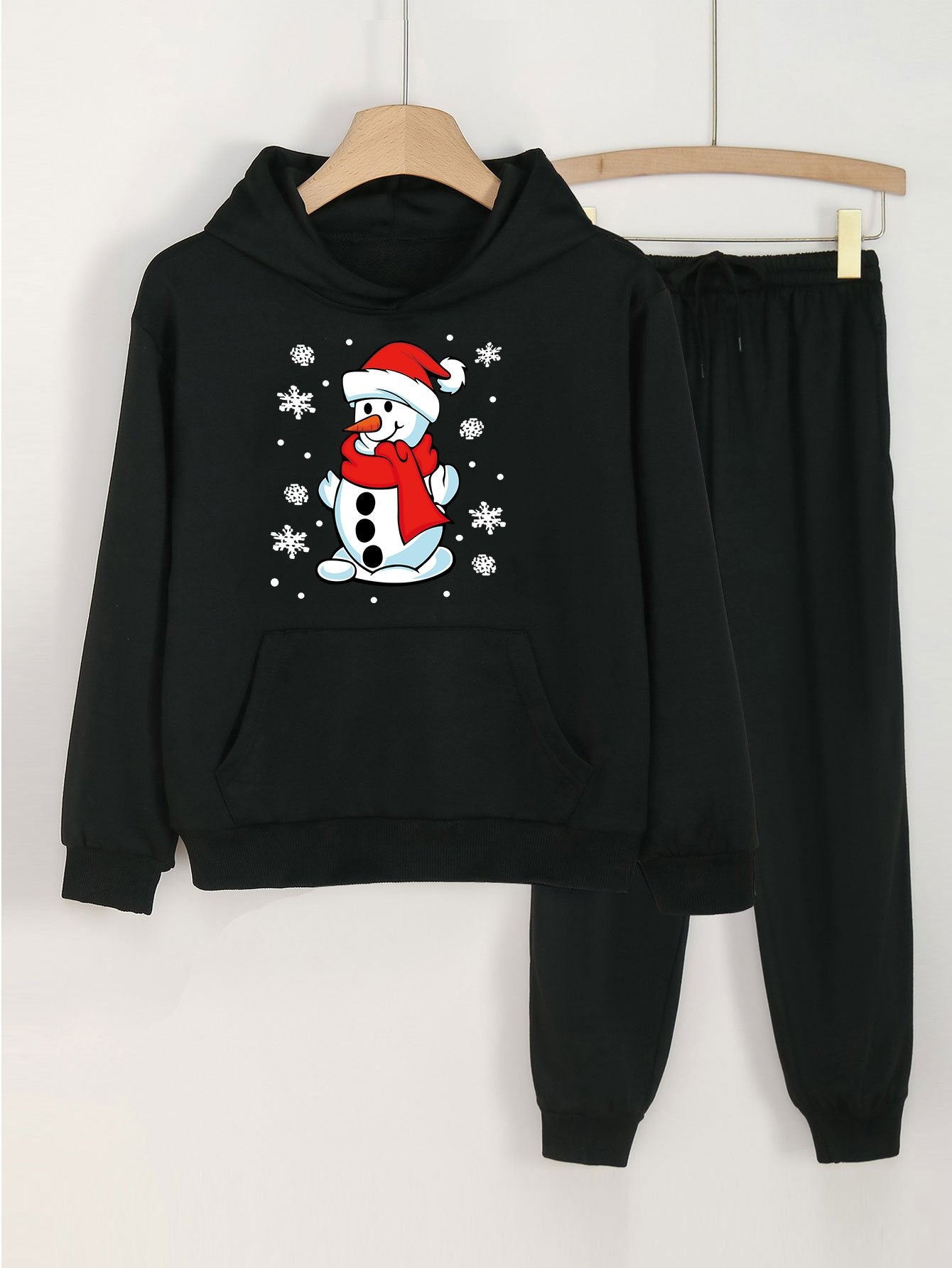 Snowman Print Hoodie & Jogger Set for Girls