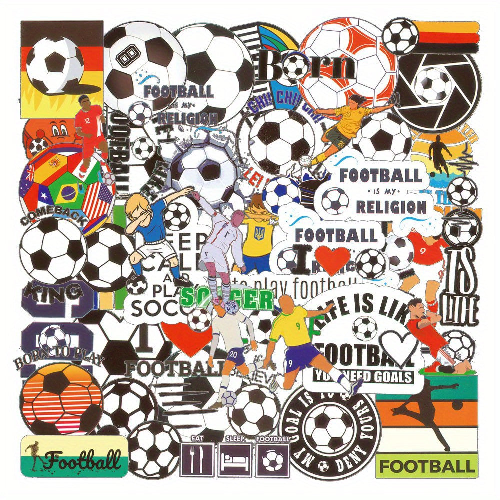 50pcs Football Aesthetics Stickers, Waterproof Vinyl Stickers