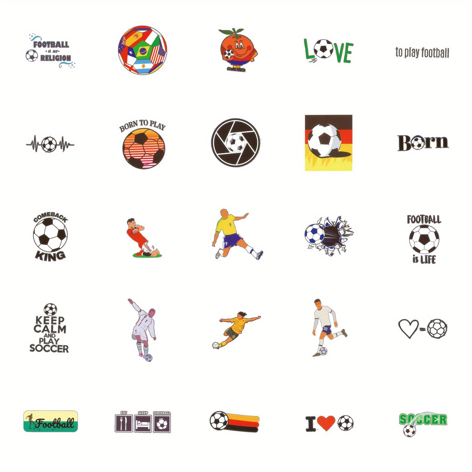 50pcs Football Aesthetics Stickers, Waterproof Vinyl Stickers