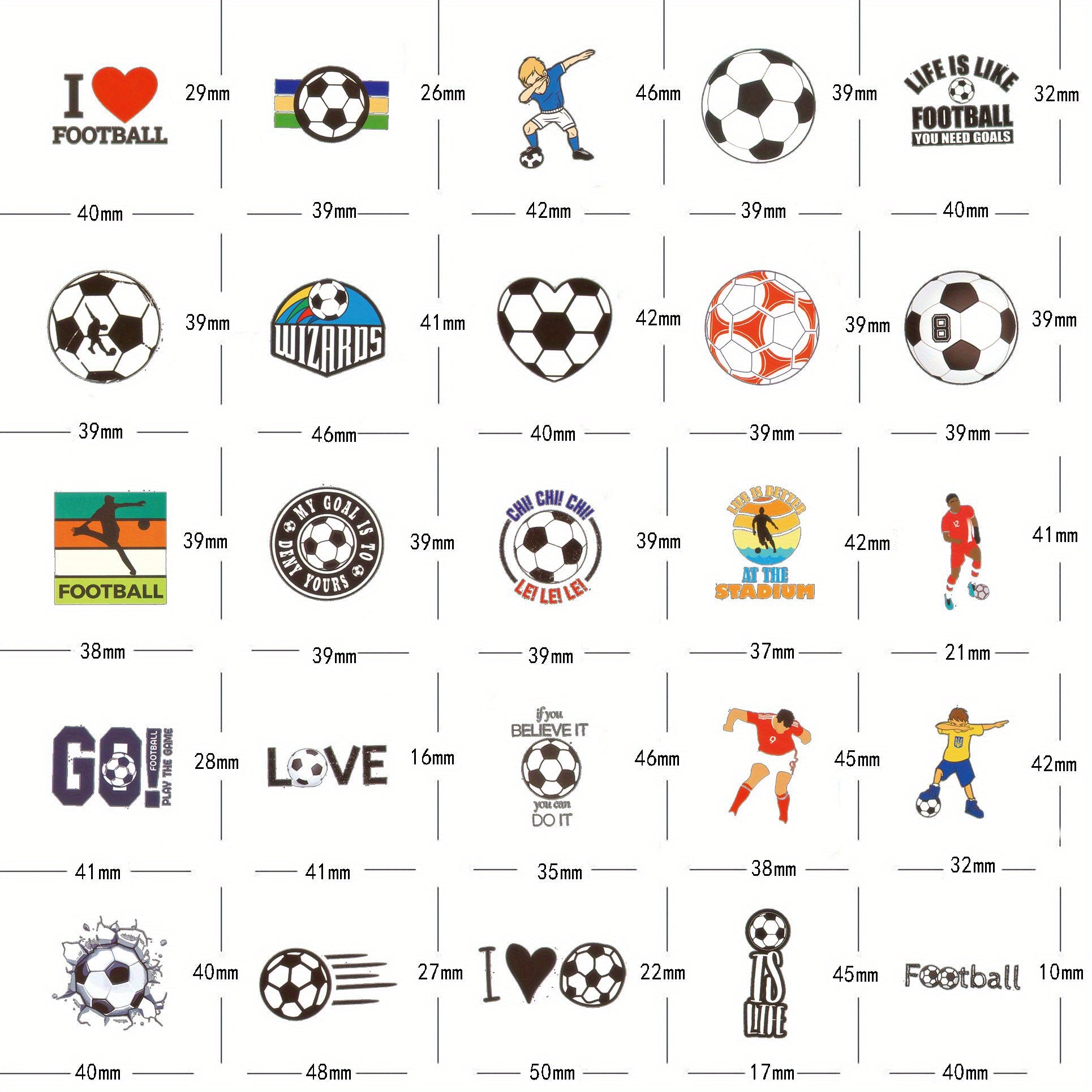 50pcs Football Aesthetics Stickers, Waterproof Vinyl Stickers