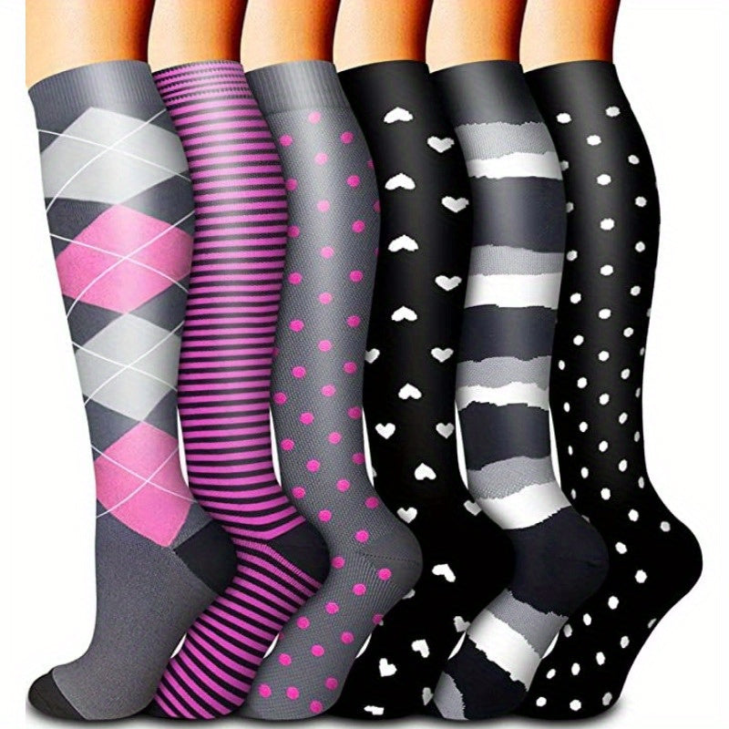 6 Pairs Compression Socks 15-25 mmHg for Men & Women
