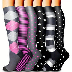 6 Pairs Compression Socks 15-25 mmHg for Men & Women