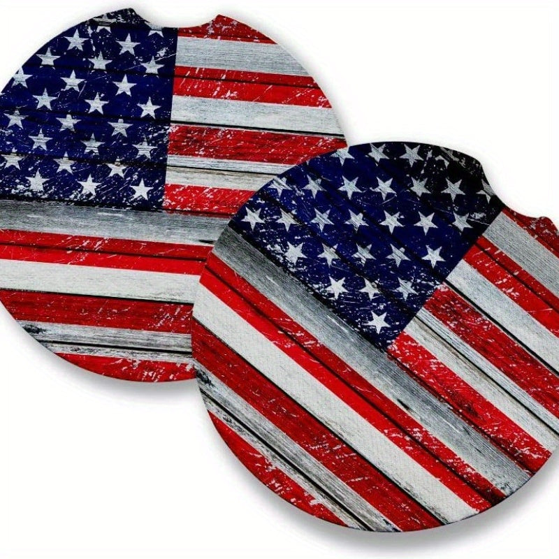 2pcs American Flag Cup Holder Car Coaster Accessory Gift Water Cup Mat