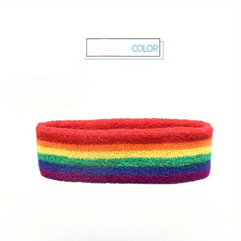 Rainbow Wrist Guard & Headband Set Sports Sweat Absorbing Basketball