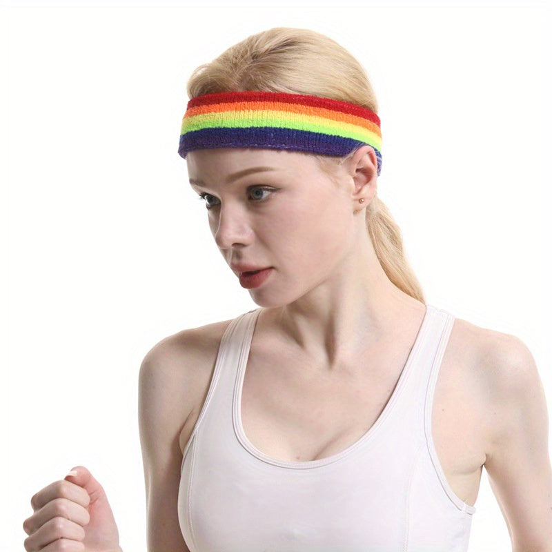 Rainbow Wrist Guard & Headband Set Sports Sweat Absorbing Basketball