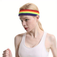 Rainbow Wrist Guard & Headband Set Sports Sweat Absorbing Basketball