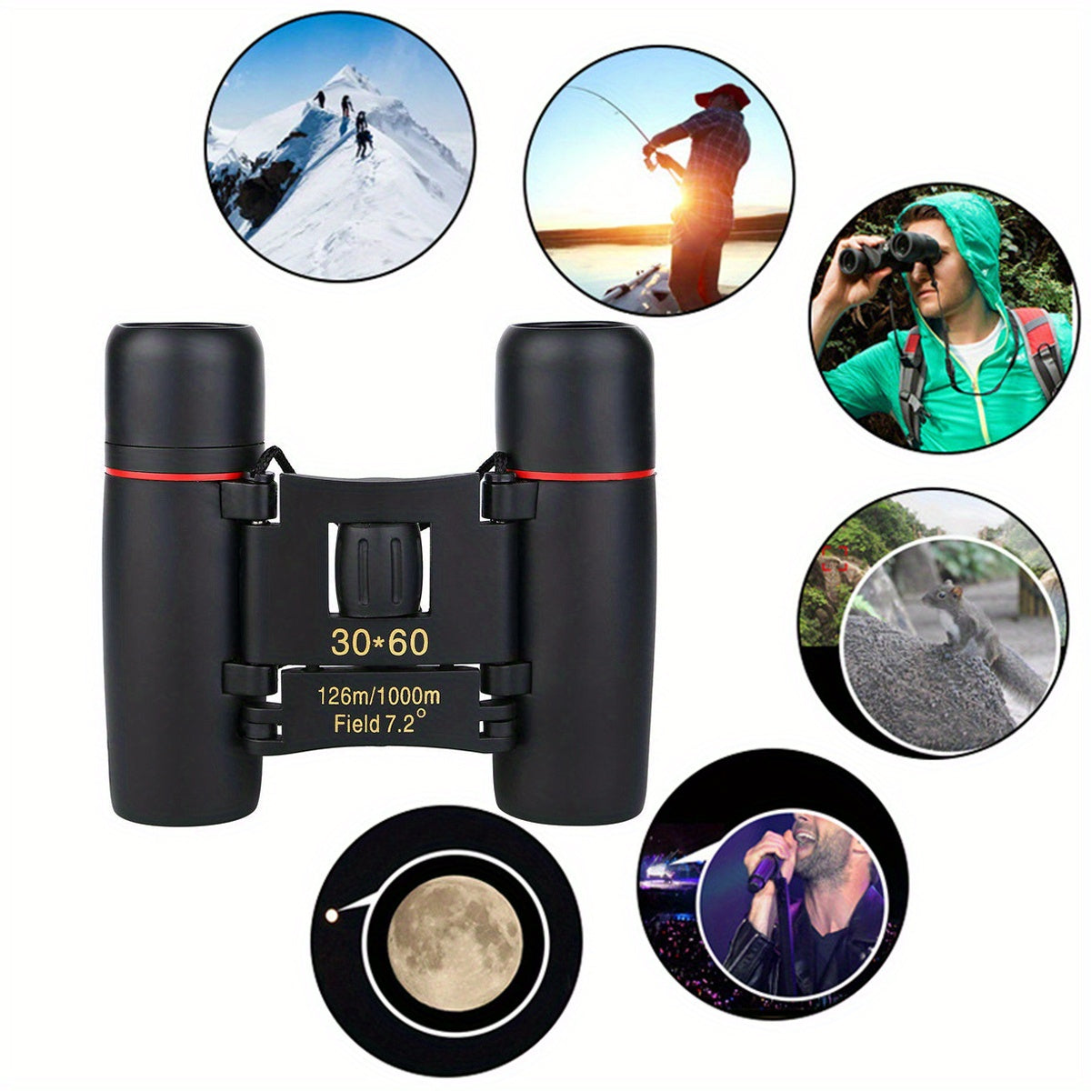 Waterproof Small Binoculars HD Portable Travel Camping Hiking
