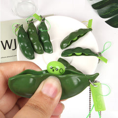 4pcs Squeezed Pea Pods Keychain School Bag Handbag Pendant