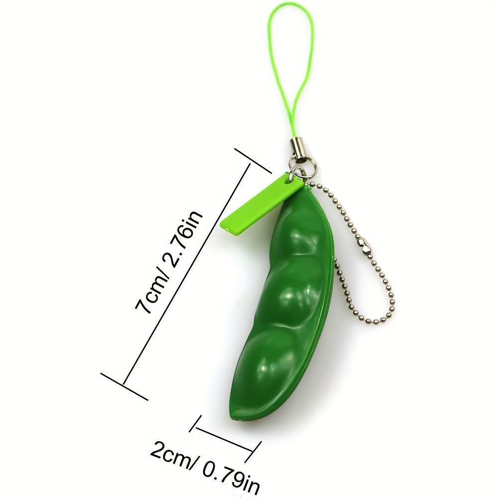 4pcs Squeezed Pea Pods Keychain School Bag Handbag Pendant