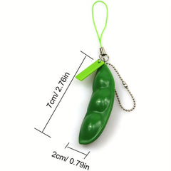 4pcs Squeezed Pea Pods Keychain School Bag Handbag Pendant