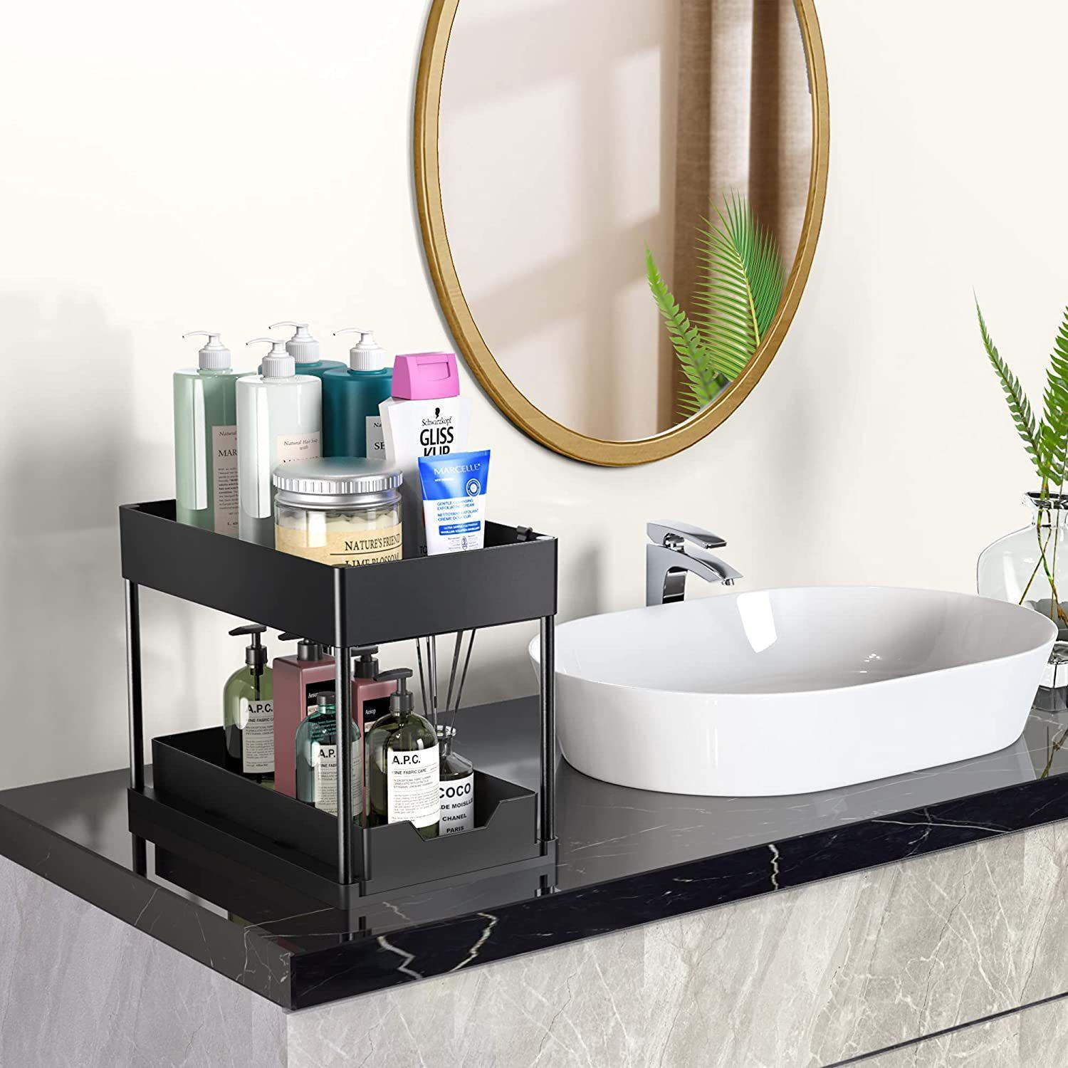 Kitchen Sink Storage Rack Countertop Pull-Out Storage Rack Cabinet Layered Rack