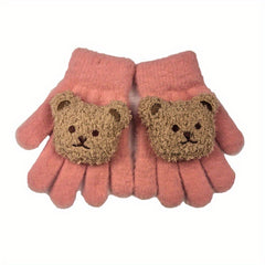Children's Winter Gloves Cartoon Bear Warm Gloves For Boys And Girls