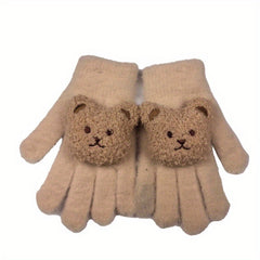 Children's Winter Gloves Cartoon Bear Warm Gloves For Boys And Girls
