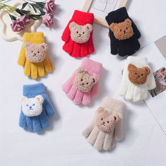 Children's Winter Gloves Cartoon Bear Warm Gloves For Boys And Girls