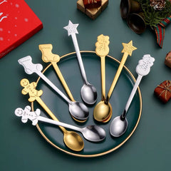 4pcs Christmas Stainless Steel Spoon Set & Gift for Home/Outdoor