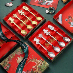 4pcs Christmas Stainless Steel Spoon Set & Gift for Home/Outdoor