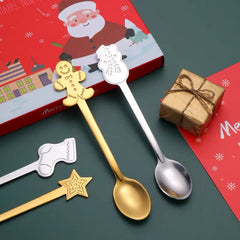 4pcs Christmas Stainless Steel Spoon Set & Gift for Home/Outdoor