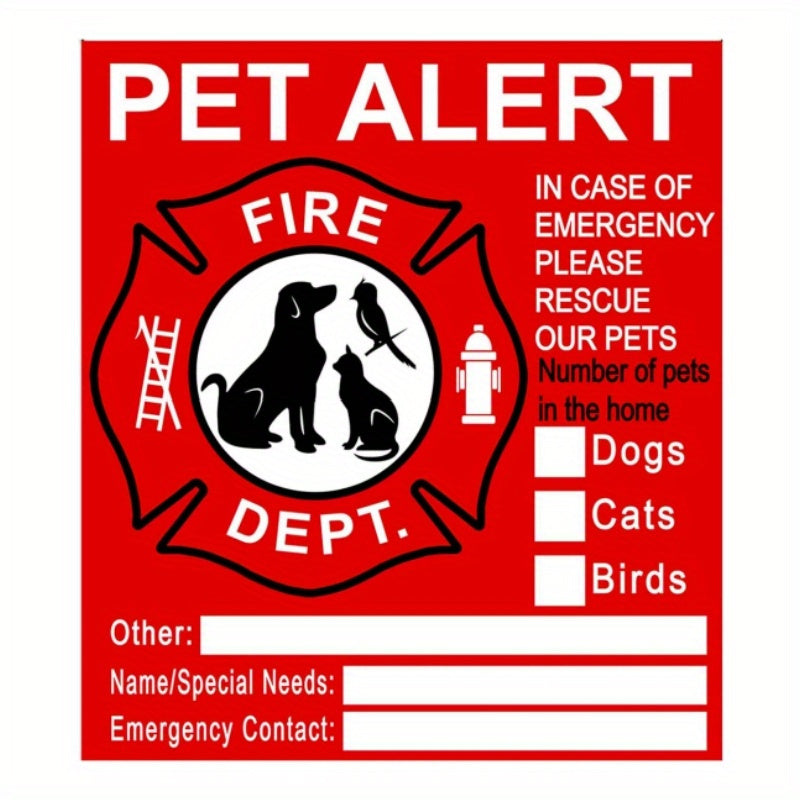 6pcs Fire Rescue Stickers Save Our Pets In Fire Emergency