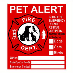 6pcs Fire Rescue Stickers Save Our Pets In Fire Emergency
