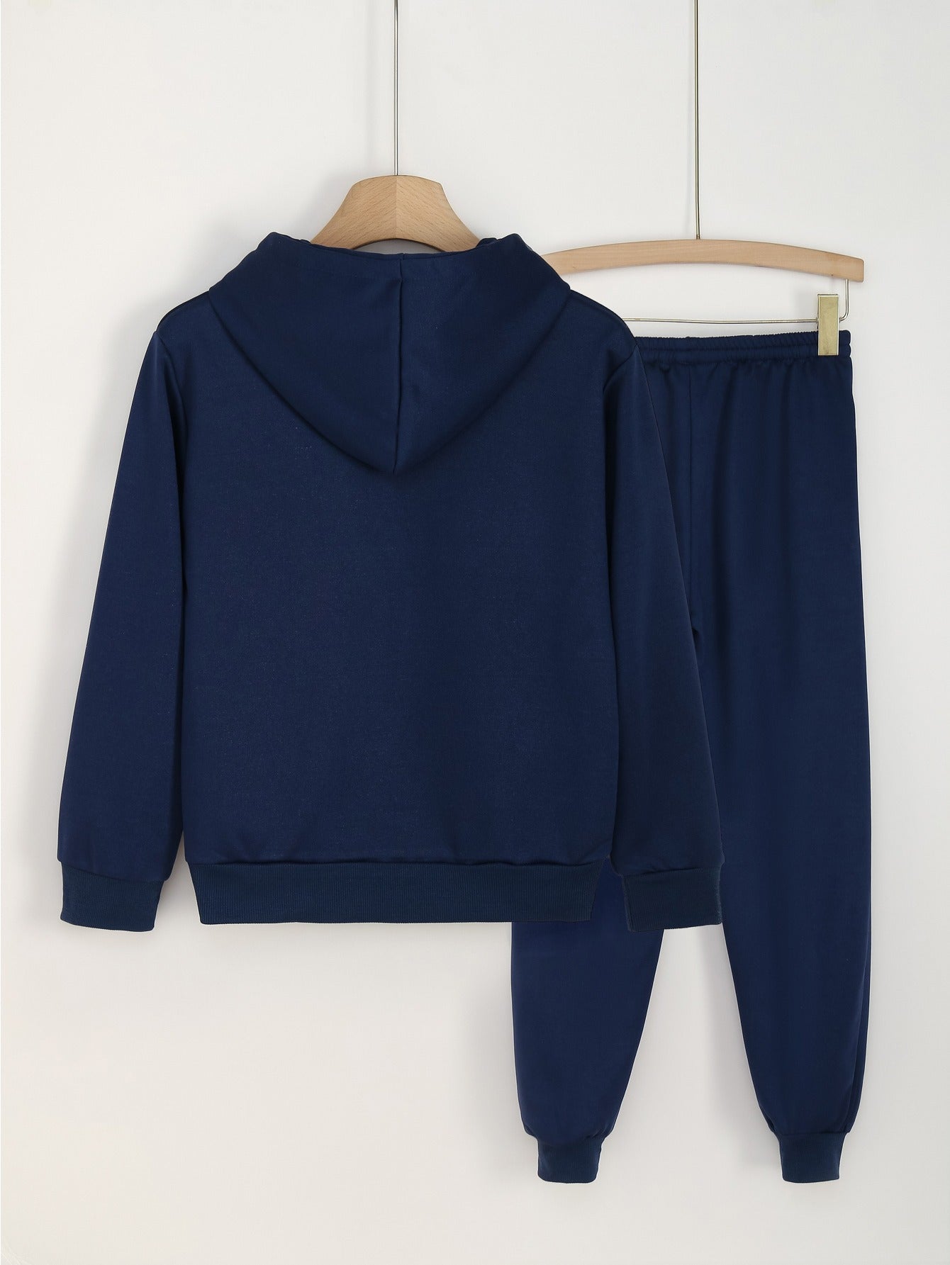 2pcs Solid Letter Print Hoodie Set For Girls Sports Spring Fall