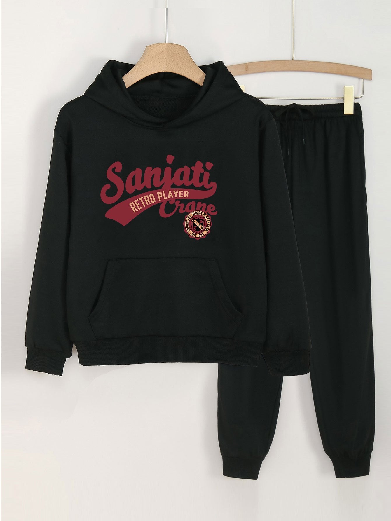 2pcs Hoodies With Pocket Jogger Pants Set For Girls Spring Fall