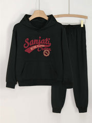 2pcs Hoodies With Pocket Jogger Pants Set For Girls Spring Fall